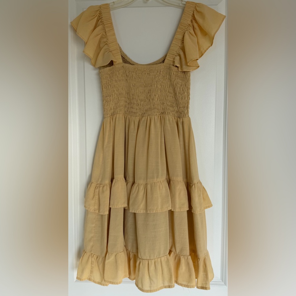 Yellow Ruffle Mini Sundress (size small) - Picture 3 of 7